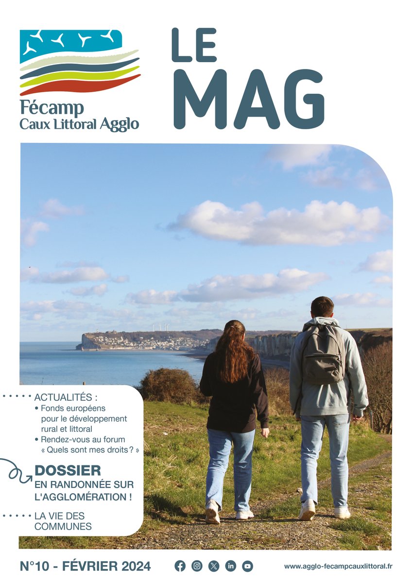 👉Le 10è numéro du magazine de l'Agglomération Fécamp Caux Littoral est publié !

🥾 "Le Mag" vous propose un dossier sur les 19 circuits de randonnée du territoire et présente les actualités et projets en cours.

➕ Consultez-le en ligne : agglo-fecampcauxlittoral.fr/connaitre-lagg…