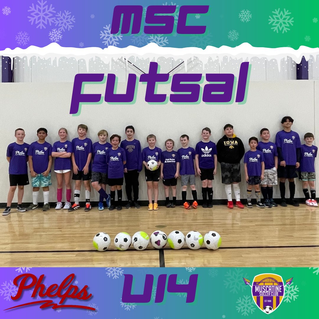 SoccerMuscatine's tweet photo. ❄️ FUTSAL FINALE‼️
🔹
⚽️ We wrapped up our Winter Futsal League this past Friday with about 80 players this season❗️

🥶 It was a great Brrrreak from the outdoors but we are ready for Spring‼️

🤩 And a huge thank you to our kit sponsor Phelps Custom Image Wear‼️ https://t.co/S4AiQZyVFn
