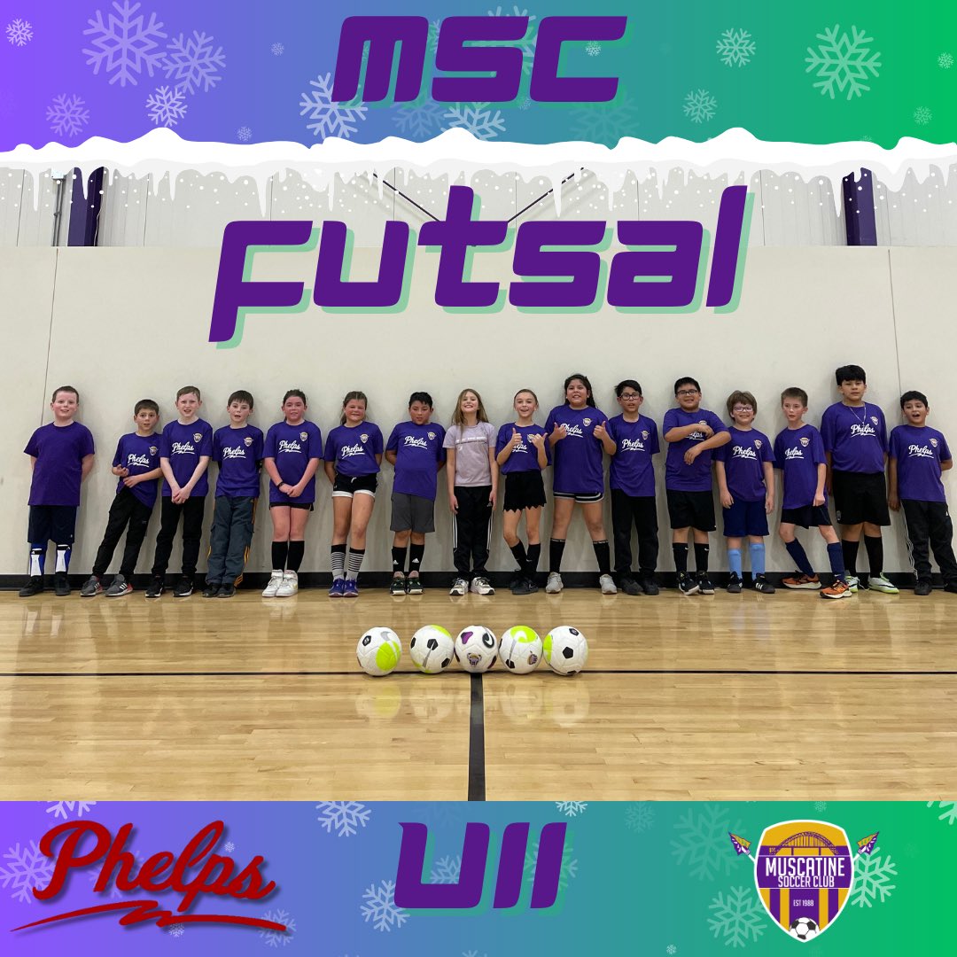 SoccerMuscatine's tweet photo. ❄️ FUTSAL FINALE‼️
🔹
⚽️ We wrapped up our Winter Futsal League this past Friday with about 80 players this season❗️

🥶 It was a great Brrrreak from the outdoors but we are ready for Spring‼️

🤩 And a huge thank you to our kit sponsor Phelps Custom Image Wear‼️ https://t.co/S4AiQZyVFn