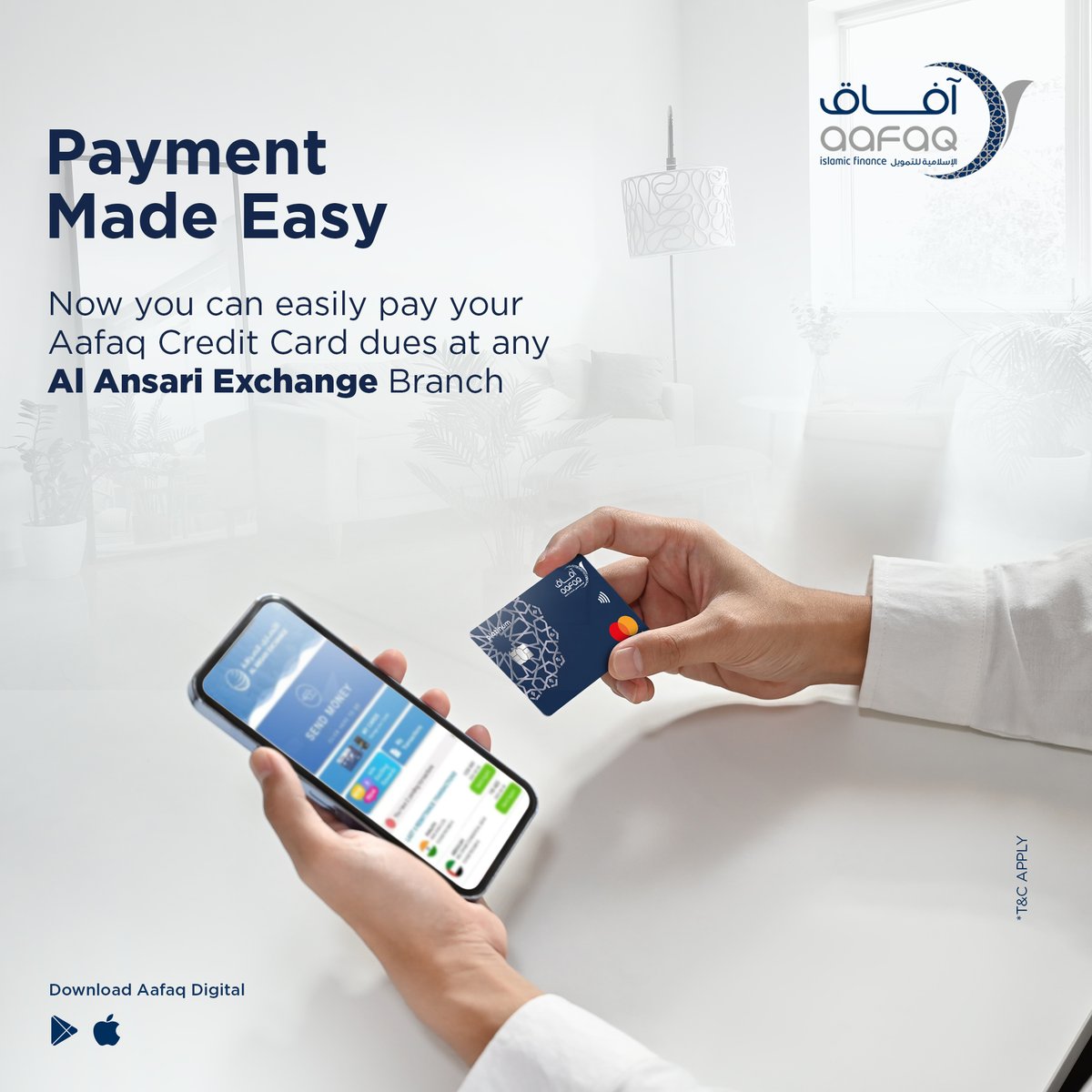MECSROfficial's tweet image. Payment made EASY with Aafaq! 
Make your credit card payments at any Al Ansari Exchange branch near to you.

#AafaqIslamicFinance #TowardsTheFuture #AafaqUAE #CreditCards #Convenience #payment #AlAnsariExchange