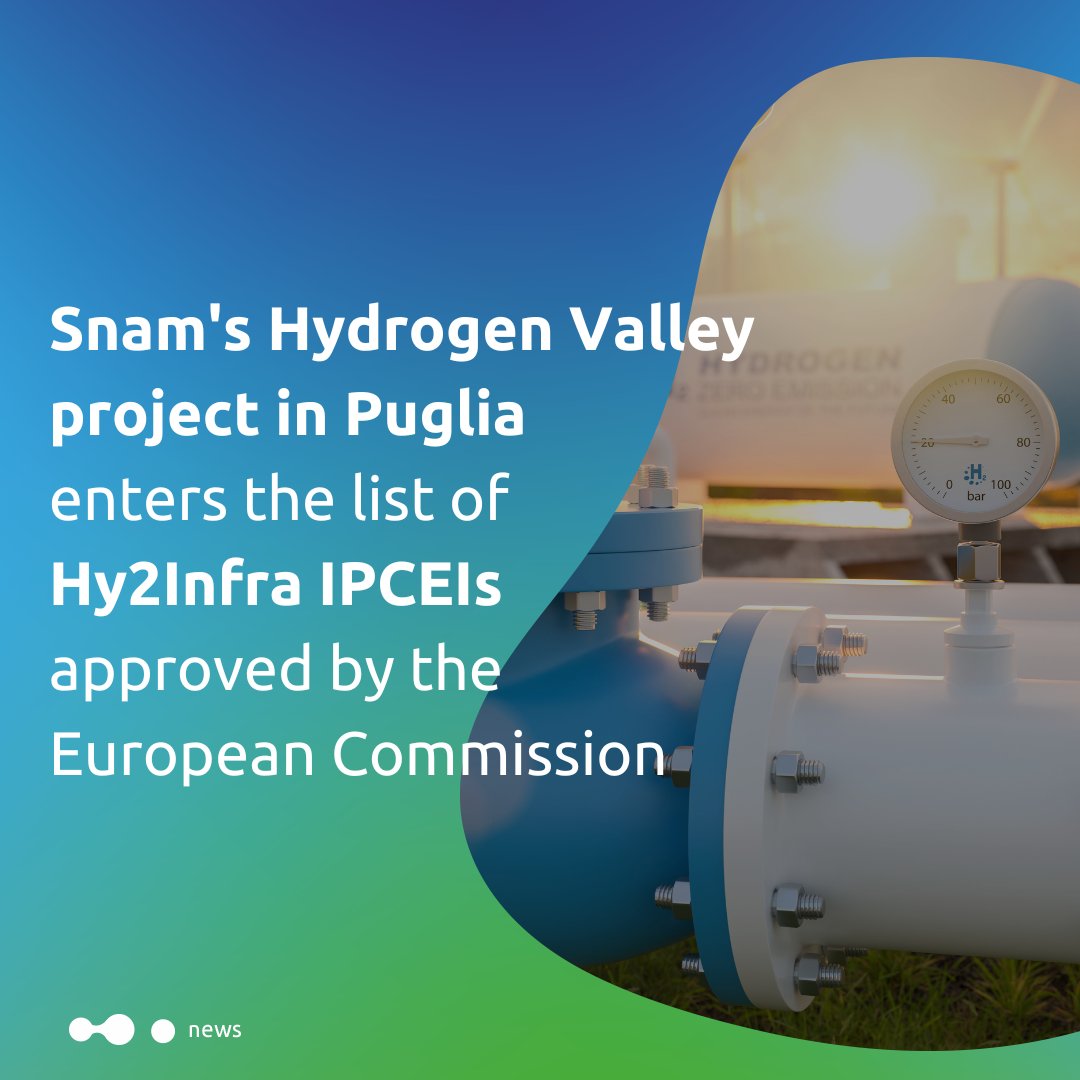 🇬🇧📰 Snam's #HydrogenValley project in Puglia enters the list of #Hy2Infra IPCEIs approved by the European Commission ➡️ snam.it/en/media/news-…