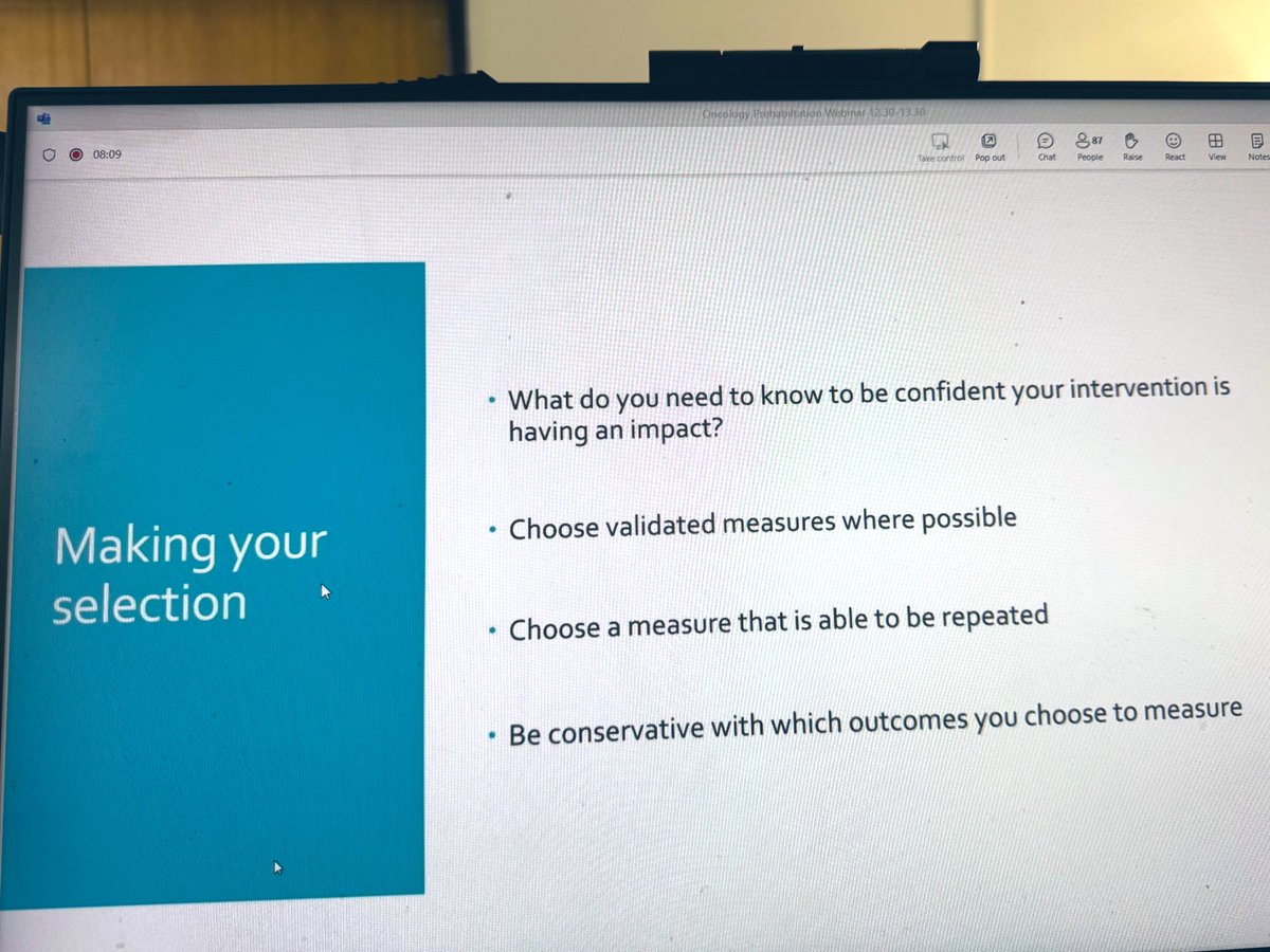 Jamie has guided us how to make the selections of #dieteticoutcomes for #cancerprehab service. She reminded us to think about the aim of intervention at first. You can check out @BDA_Dietitians bda dietetic outcomes toolkit👇🏻 peng.org.uk/publications-r… for more details.