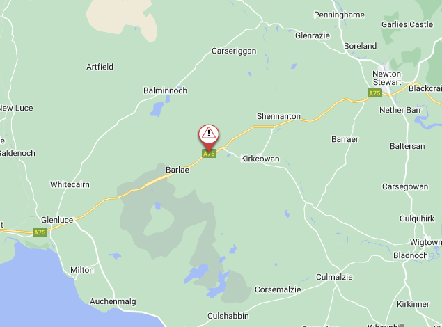 trafficscotland's tweet image. ❗️NEW⌚️14:15

🛣️#A75 - Newton Stewart

The #A75 between Newton Stewart and Barlae is   ⛔️CLOSED⛔️due to a multi-vehicle collision. 

🚨Please #UseCaution in the area. 

Diversion route to be confirmed. 

@SWTrunkRoads