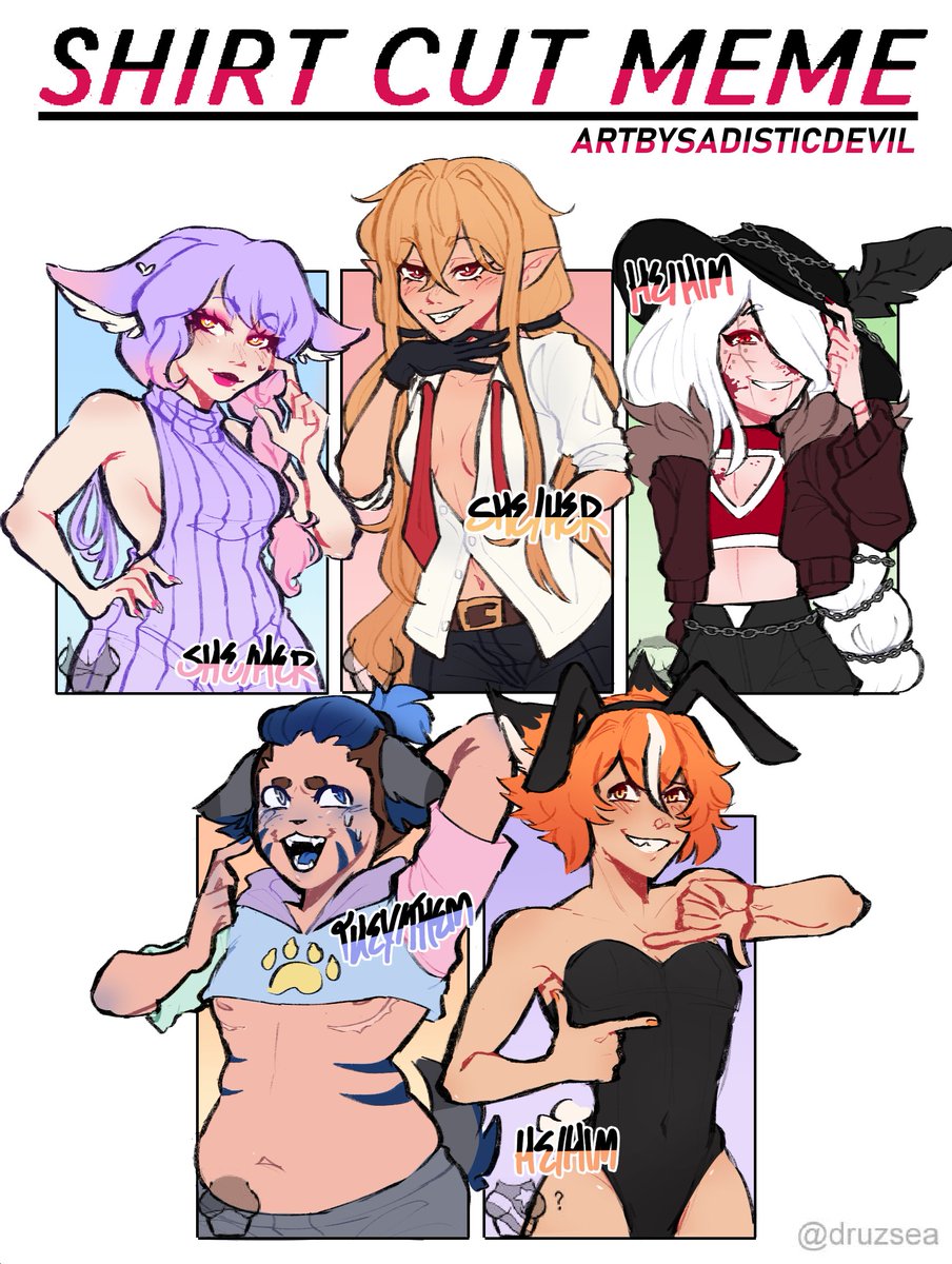 DevinSyde's tweet photo. Shirt cut meme but with my friends!~ 
Part 1 of 2
#shirtcutmeme https://t.co/UyagAXecnL