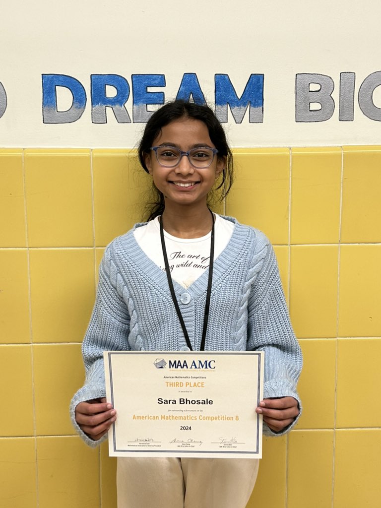 Marguerite Spriggs (@mspriggs30) on Twitter photo 🎉👏🏼🎉👏🏼
Congratulations to our top 3 finishers on the AMC8
🥇Shreya Satpathy
🥈Hridhaan Shetty
🥉Sara Bhosale
We are so proud of you!!
<a href="/emeadowschools/">East Meadow Schools</a> <a href="/dharls1/">Debra Harley</a> <a href="/WTClarkeMS/">Stacy Breslin🌼</a> 🎉👏🏼🎉👏🏼
Congratulations to our top 3 finishers on the AMC8
🥇Shreya Satpathy
🥈Hridhaan Shetty
🥉Sara Bhosale
We are so proud of you!!
<a href="/emeadowschools/">East Meadow Schools</a> <a href="/dharls1/">Debra Harley</a> <a href="/WTClarkeMS/">Stacy Breslin🌼</a>