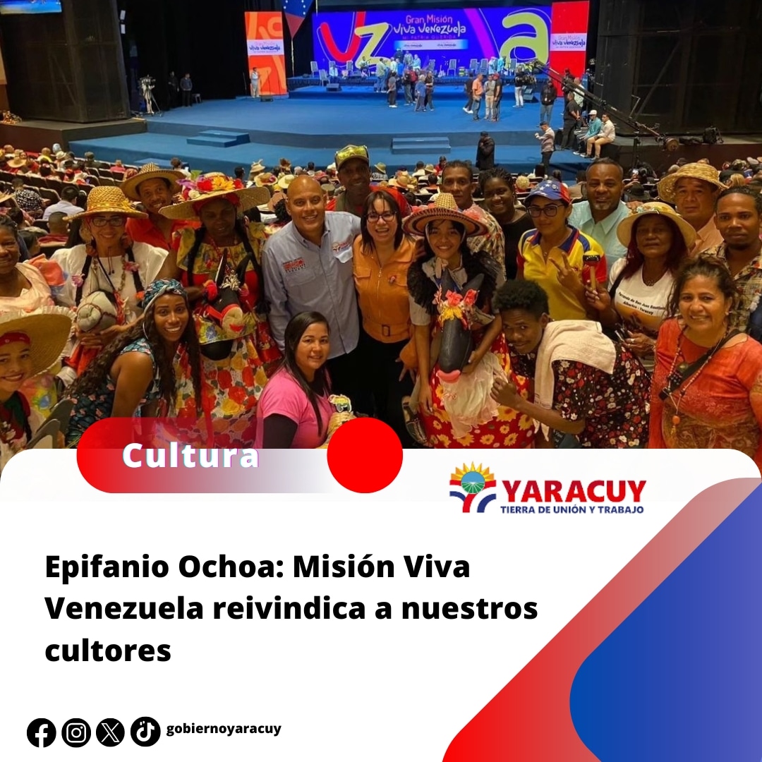 GobiernoYaracuy's tweet photo. “El lanzamiento de la Misión Viva Venezuela mi Patria Querida, lanzada en fecha reciente por el presidente Nicolás Maduro, nos alegra y viene a reivindicar a los cultores venezolanos”, dijo Epifanio Ochoa, autoridad única de cultura en el estado Yaracuy.

https://t.co/XuZrQOwUa9 https://t.co/vrRFMlmTJ9