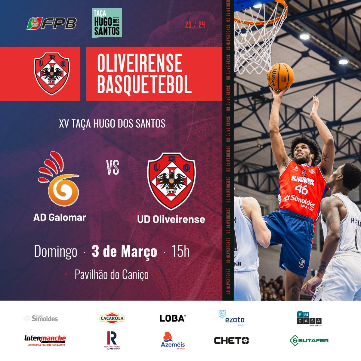 Ainda contra a AD Galomar, amanhã teremos mais um jogo para a Taça Hugo dos Santos! 😁 Acompanha o jogo e apoia a nossa equipa! ❤💙 (Relembramos que até agora todos os nossos jogos para esta Taça reverteram-se em vitórias 🤩)

🎥 Transmissão na FPBTv 📺

#UDObasket #SomosUnião