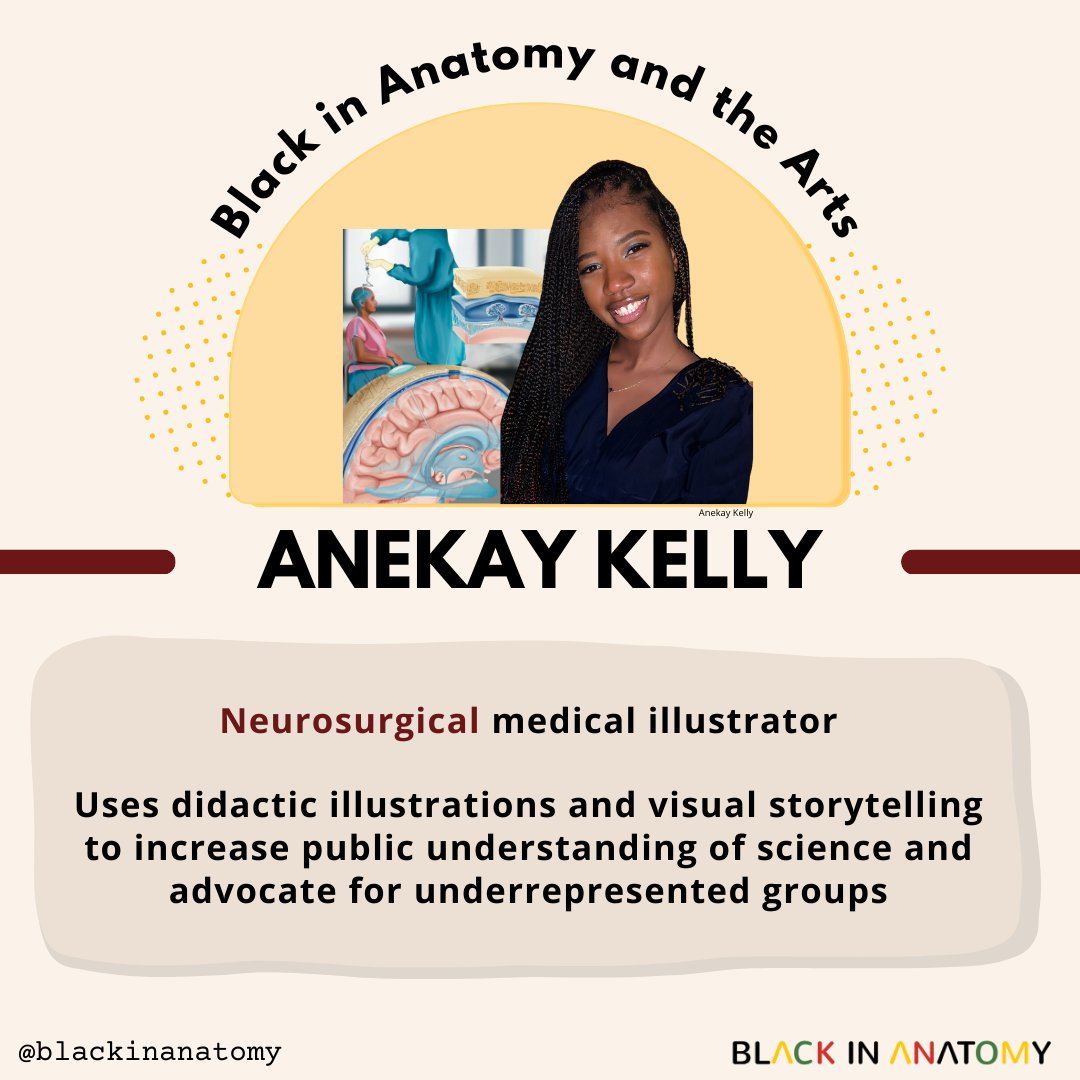 Anekay Kelly is a neurosurgical medical illustrator. As someone raised in Jamaica & has extensive knowledge of different cultures, the guiding principles in her work revolve around equality, diversity, & clarity. Visit her website: akelly-illustration.com! #BlackinAnatArt #BHM