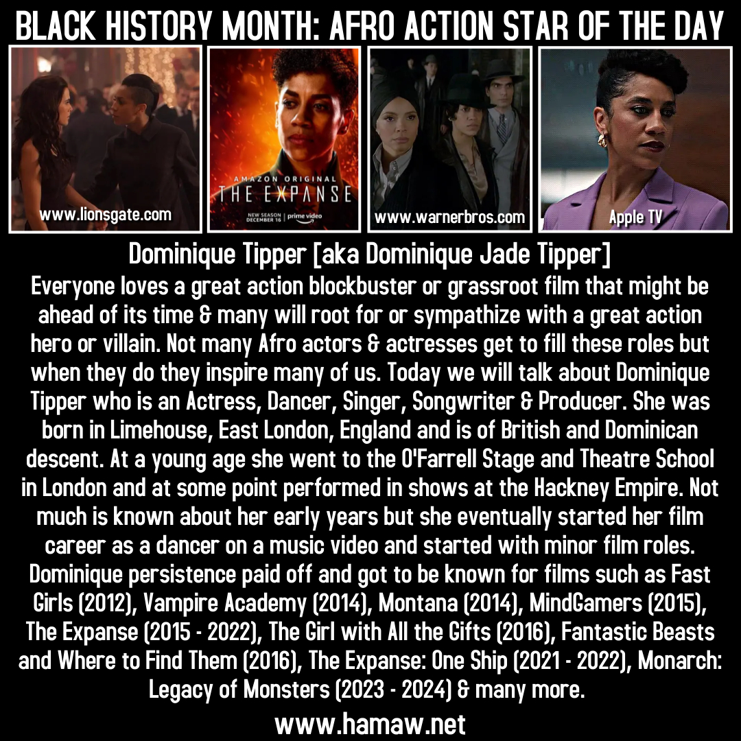 #afroactionstaroftheday #afroactionmoviestaroftheday #blackhistorymonth #blackhistory #DominiqueTipper #england #blackactresses #photooftheday #empowerment #africanmartialarts #martialarts #historicalafricanmartialartswellness #hamaw #sflhamaw #florida #southflorida #miami