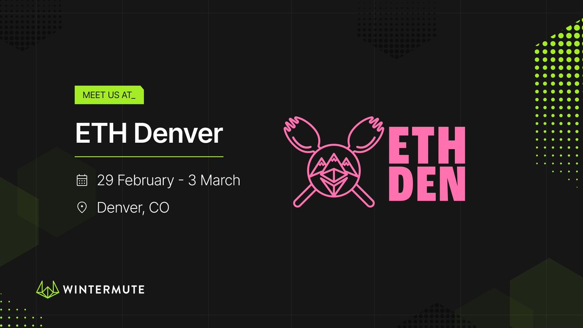 At <a href="/EthereumDenver/">ETHDenver 🏔🦬🦄</a>? 🦄

Connect with our DeFi, VC, and BD teams, and catch Wintermute's <a href="/DavidMicley/">David Micley</a> and <a href="/jmrLuna/">JMR Luna</a> speaking on panels.

Looking to discuss OTC, liquidity, funding opportunities, or just fancy a chat? 💌 Drop us a message. #ETHDenver2024