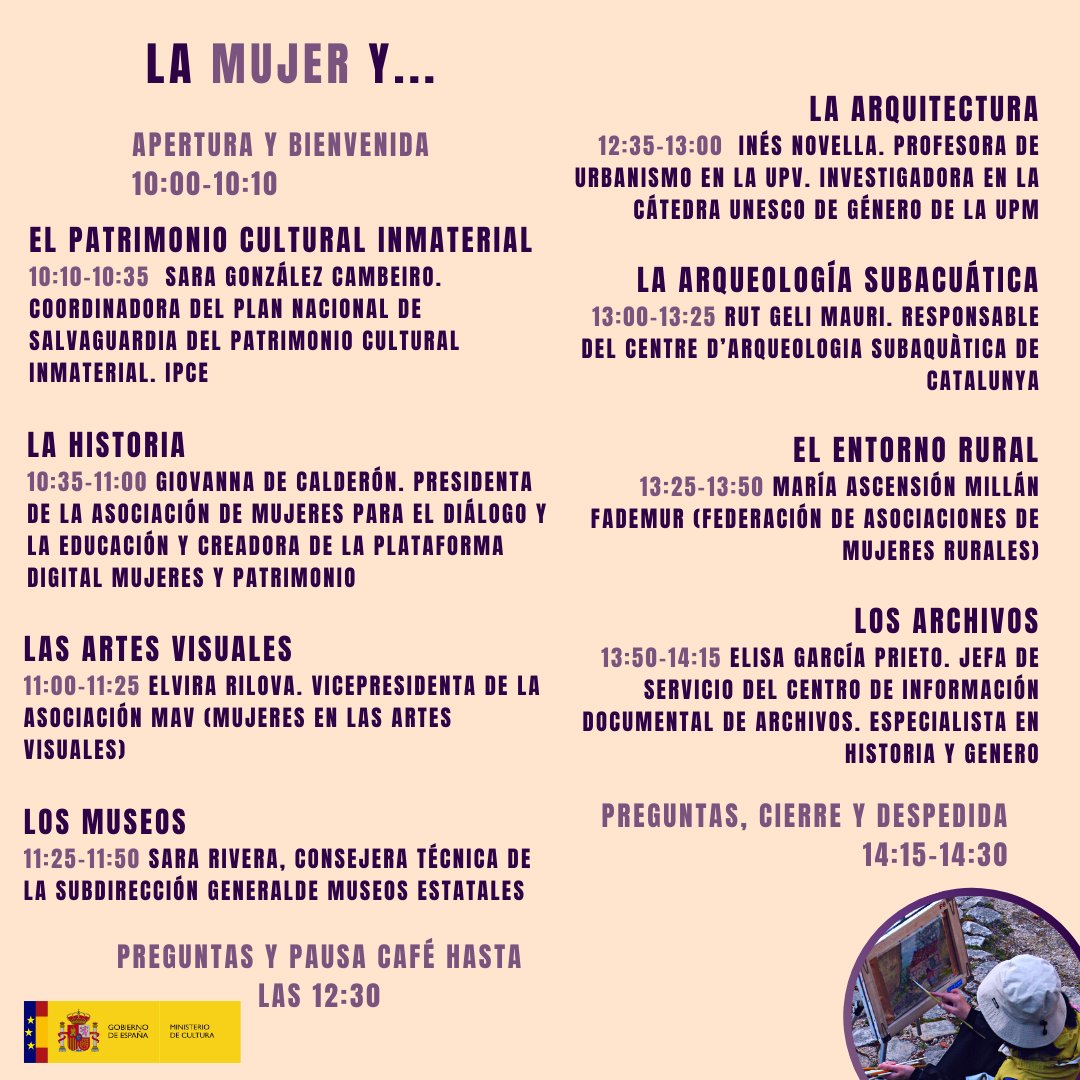 🗓️El #8M, de 10-14:30h, tienes una cita online👉Webinar 𝐩𝐚𝐭𝐫𝐢𝐌𝐨𝐧𝐢𝐨𝐬, en el que 8 expertas nos llevarán a descubrir el papel de la mujer en la salvaguarda del patrimonio cultural.

Apúntate en🔗solvico-es.zoom.us/webinar/regist…

<a href="/culturagob/">Ministerio de Cultura</a> <a href="/MuseosEstatales/">Museos Estatales</a>