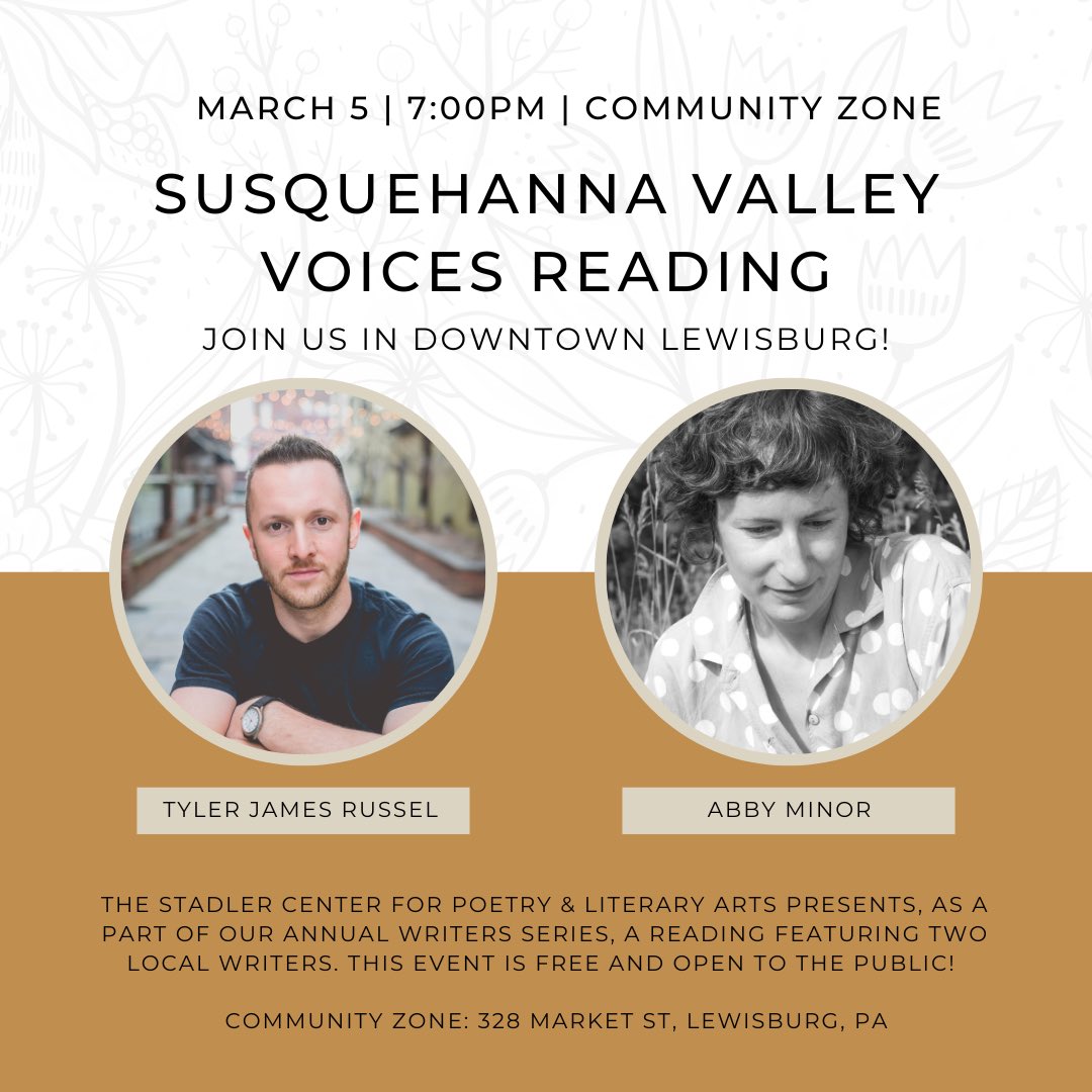 We hope to see you next week for our first Susquehanna Valley Voices reading!