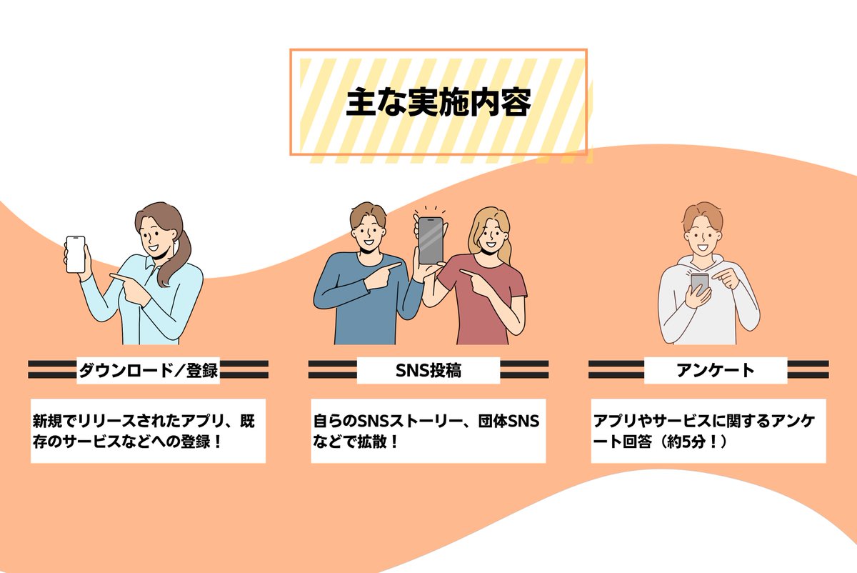 バックシェア協賛はこのようなサービスとなっています！
協賛として扱っているのは、皆様にとって負担のない方法で、短時間で完了できるのが魅力です👍 

案件として扱うサービスや商品もいいものばかりですので、興味がある方はインスタグラムにてご連絡ください！！

#バックシェア ＃BACKSHARE