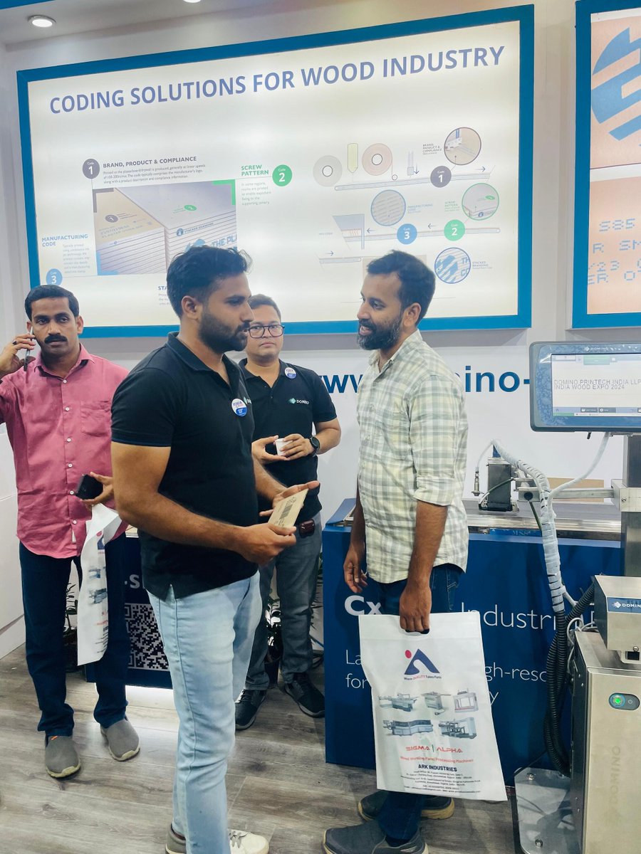 DominoIndia's tweet image. 📣Thank you to all delegates who made it to our Domino stall. It was a pleasure to connect with you and share our coding experiences in wood industry.
👉 Reach us: bit.ly/3OtxRAH
#CodingAndMarking #Manufacturing #DominoDoMore #DominoIndia #IndiaWood2024 #IndiaWood