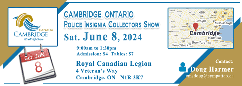 Contact_CPICA's tweet photo. Mark your calendar for Saturday June 8, 2024 to attend the Cambridge Ontario Police Insignia Collectors Show.  Always great attendance. Be sure to share this post to get the word out.  #cpica https://t.co/GohwEpN591 https://t.co/ZNQYmxyjH9