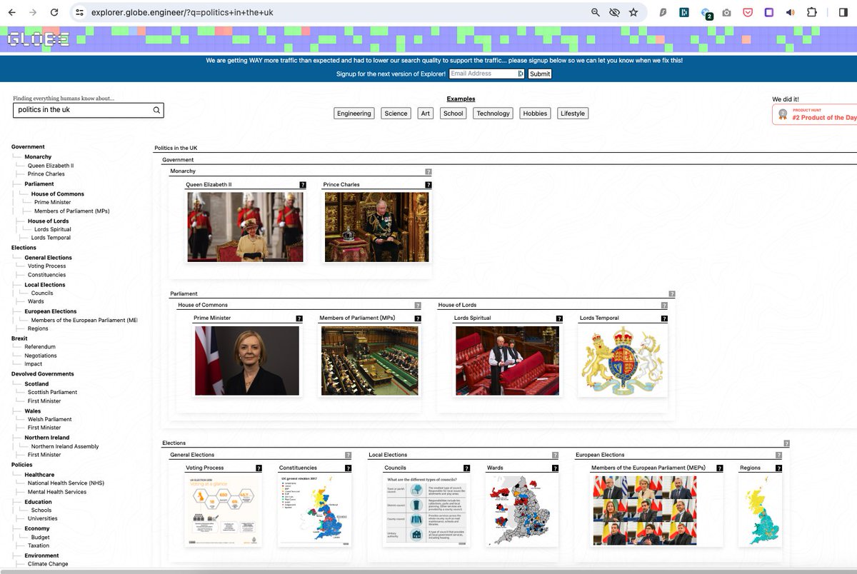 explorer.globe.engineer is a new AI tool, that neatly shows information on any subject. It is also a good example when AI uses old data... Liz Turss is PM, The people in the UK vote for the European Parliament... (tx <a href="/dr_cintas/">Alvaro Cintas</a> for discovering the tool)