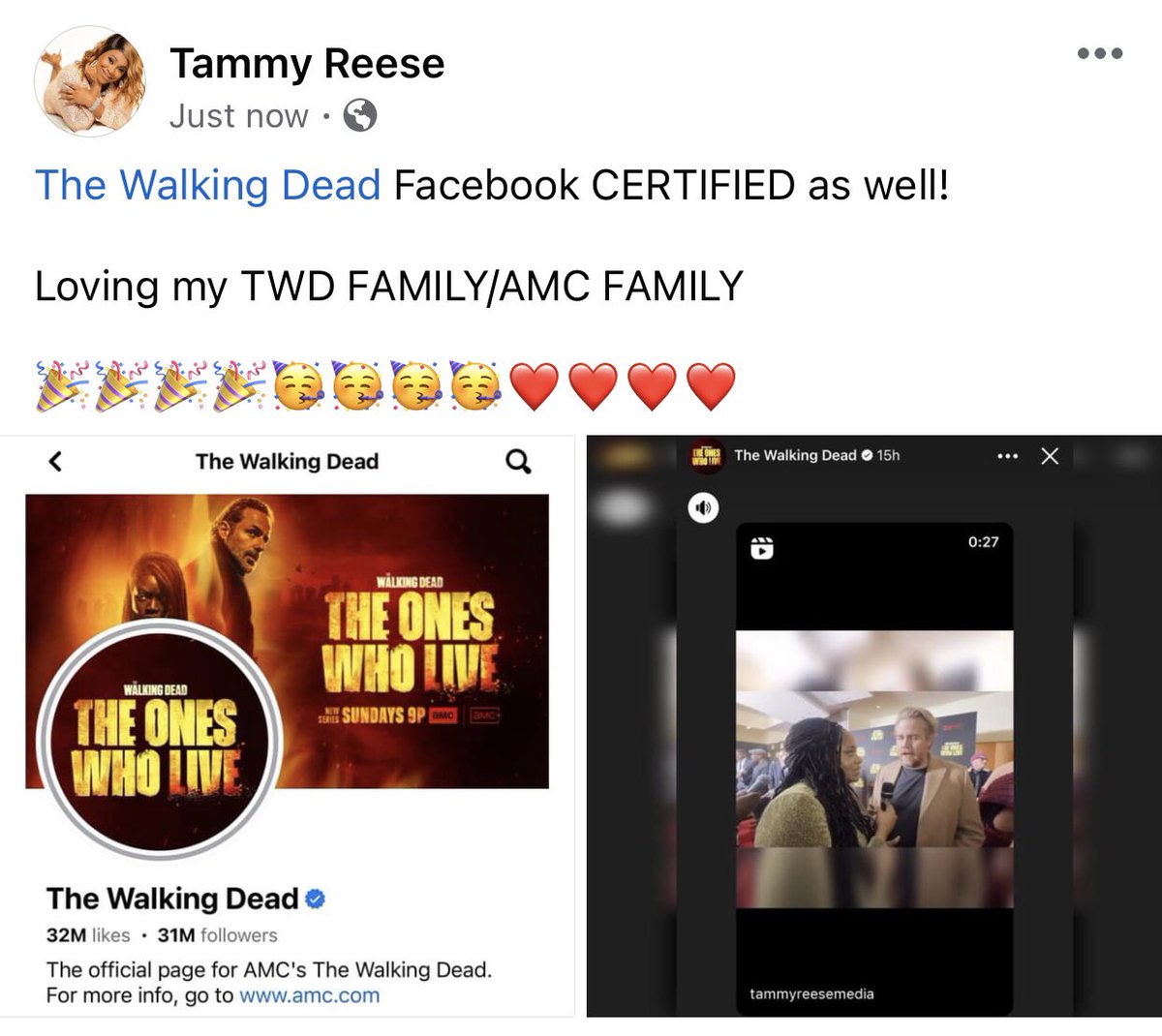 Holy smokes! Me and @LaKisaRenee1 video with Josh McDermitt from #TOWL red carpet premiere was also shared in #TheWalkingDead Facebook story 💜🥳💜🥳💜🥳💜🥳

#TWDFamily #TammyReeseMedia #LaKisaReneeEntertainment #TalesFromTheMedia
@talesftmedia
