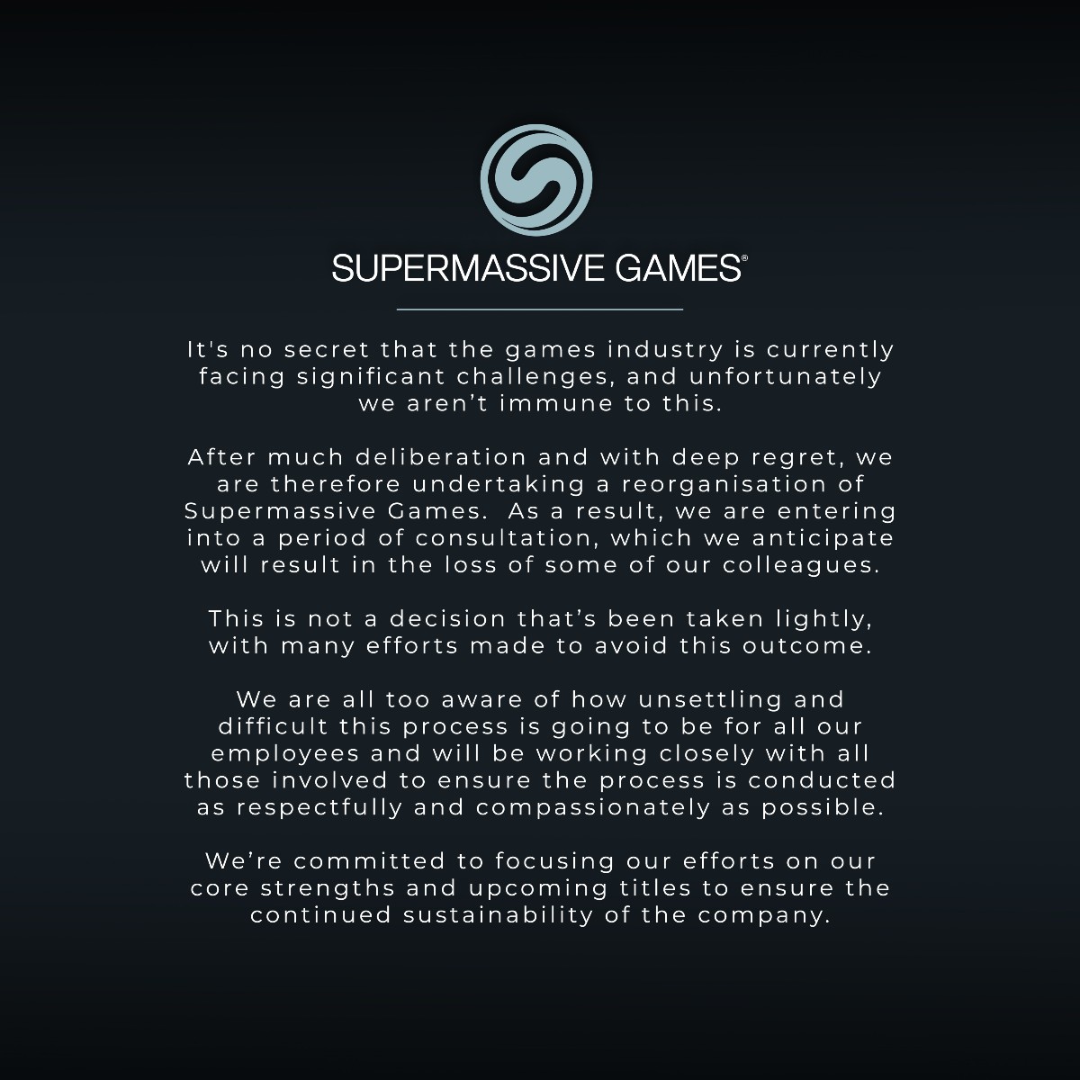 SuperMGames's tweet image. A statement from Supermassive Games.