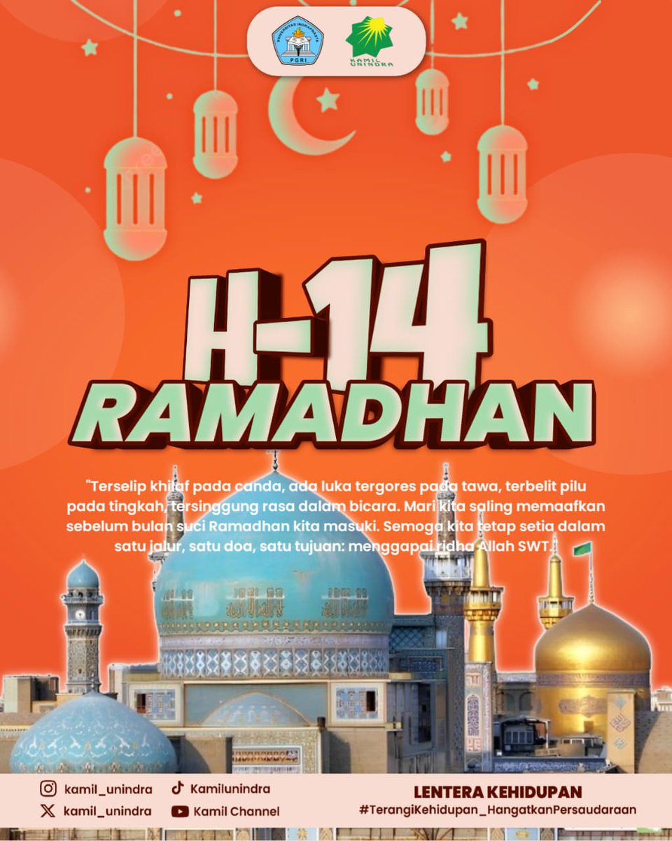 14 hari lagi yaaa, ayo persiapkan diri menyambut bulan suci gak cuma fisik, jiwa dan mental juga perlu. Salah satu menyiapkan jiwa yang bisa kita lakukan adah dengan saling memaafkan.

Mari kita persiapkan diri kita di bulan hang suci. Bulan Ramadhan.