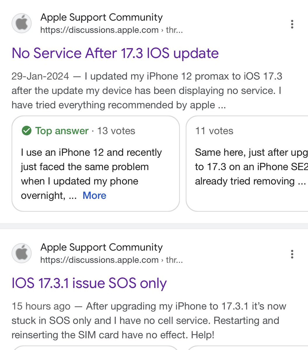 MudassarICh's tweet photo. 🚨🚨 - Biggest Glitch on #iPhone after updating to iOS 17.3.1 - Even I am out of Network for more than 36 Hours. Reported worldwide on #Apple #Community. They are unable to resolve till yet. https://t.co/yczjnDIqxy