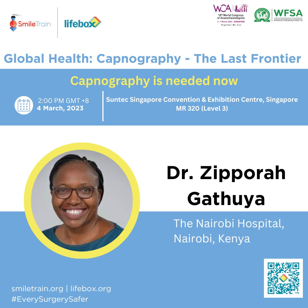 Lifebox (@safersurgery) on Twitter photo 📣 Join Dr. <a href="/wagathuya/">Zipporah Gathuya Zippy</a> on March 4 at #WCA2024! Dr. Gathuya is part of the expert panel for ‘Global Health: Capnography - The Last Frontier’
Session details ➡️ bit.ly/3Tgin5T
Together we can make #EverySurgerySafer
<a href="/Smiletrain/">Smile Train</a> <a href="/wfsaorg/">WFSA</a> <a href="/wfsawca/">WCA2026</a> 📣 Join Dr. <a href="/wagathuya/">Zipporah Gathuya Zippy</a> on March 4 at #WCA2024! Dr. Gathuya is part of the expert panel for ‘Global Health: Capnography - The Last Frontier’
Session details ➡️ bit.ly/3Tgin5T
Together we can make #EverySurgerySafer
<a href="/Smiletrain/">Smile Train</a> <a href="/wfsaorg/">WFSA</a> <a href="/wfsawca/">WCA2026</a>