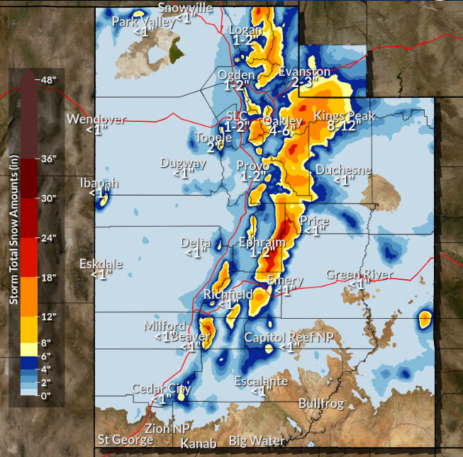 ChaseThomason's tweet photo. Say bye to our 60s! A powerful cold front will quickly change rain to snow in the valleys tonight. Those with plans to be on the roads should be prepared for hazardous driving conditions. Most valleys can expect a quick 1-4". The Wasatch Back will get 2-8" &amp; the mountains 10-20". https://t.co/Qo2hVxEZOi