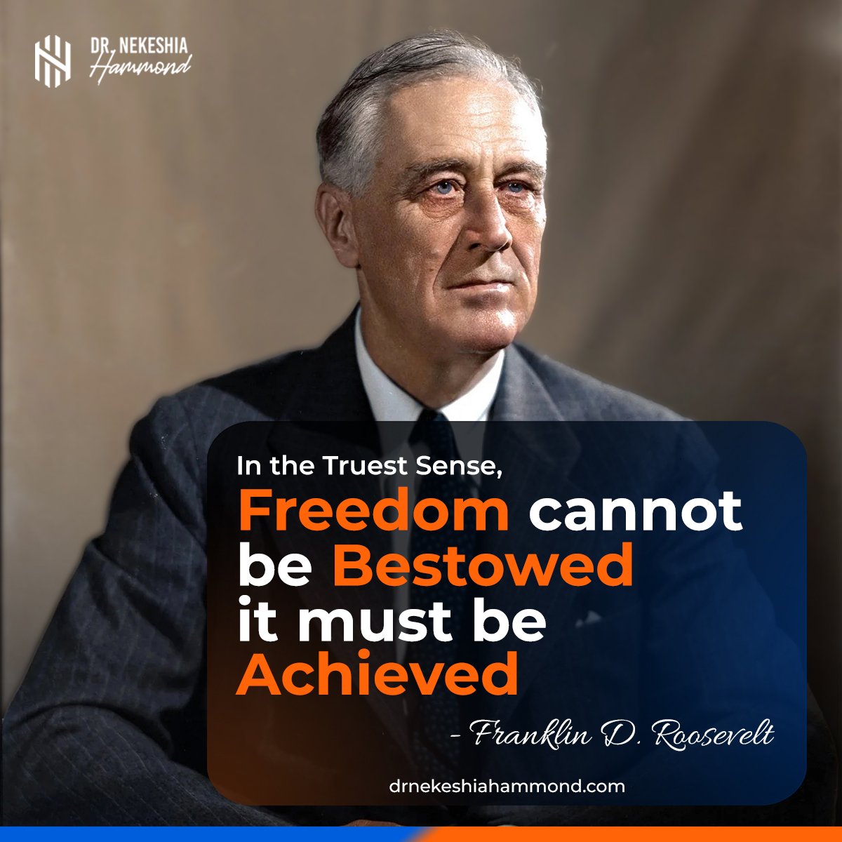 Dr_Hammond's tweet image. "Freedom" means being released from any kind of occupation, and it can never be restricted. Begin your week with this motivational quote and fight against the obstacles to attain freedom.
#selfimprovements
#DrNekeshiaHammond