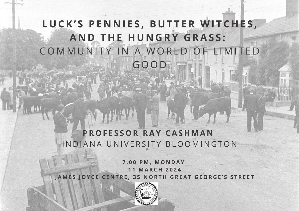 Join the Folklore of Ireland Society on Monday, 11 March for a lecture by Professor Ray Cashman in the James Joyce Centre, North Great George's Street. Event is free but tickets are available here: eventbrite.ie/e/lucks-pennie…