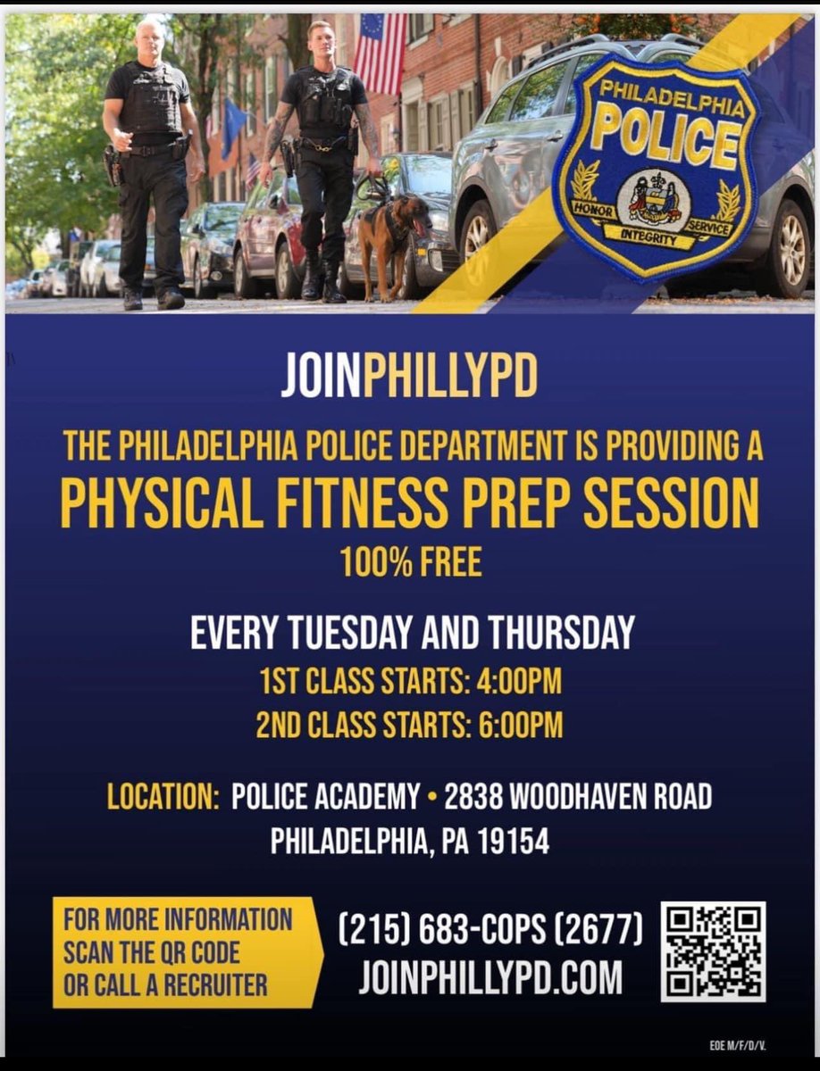If you need help preparing for the physical fitness evaluation take the @PPDRecruitTrng @PhillyPolice up on the offer to practice with us. You got this!