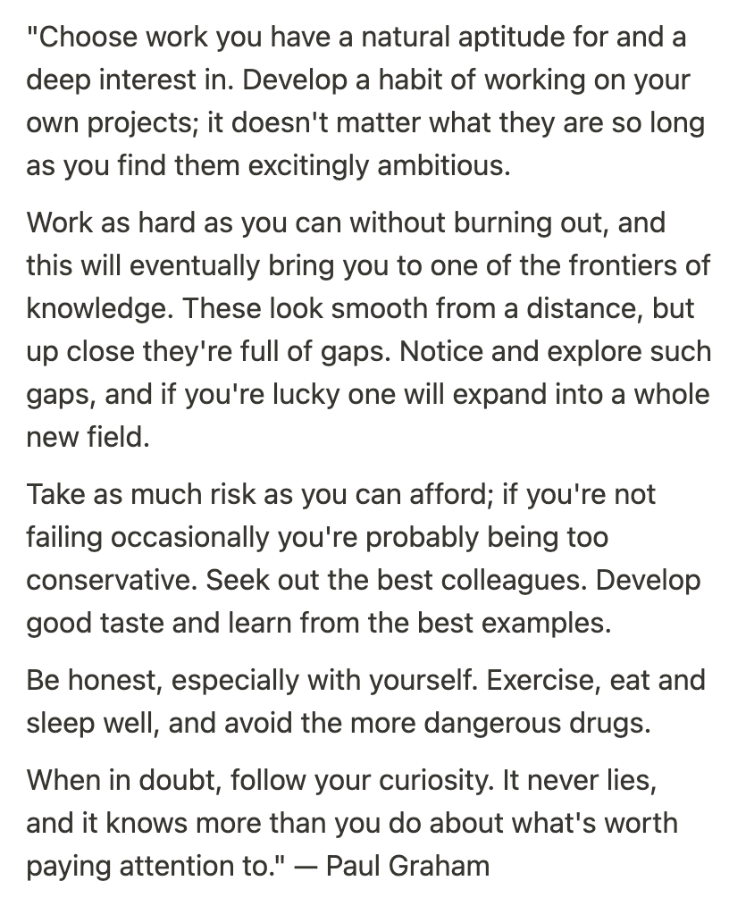 zfellows's tweet photo. Paul Graham on How to Do Great Work: https://t.co/taX0dR19b3
