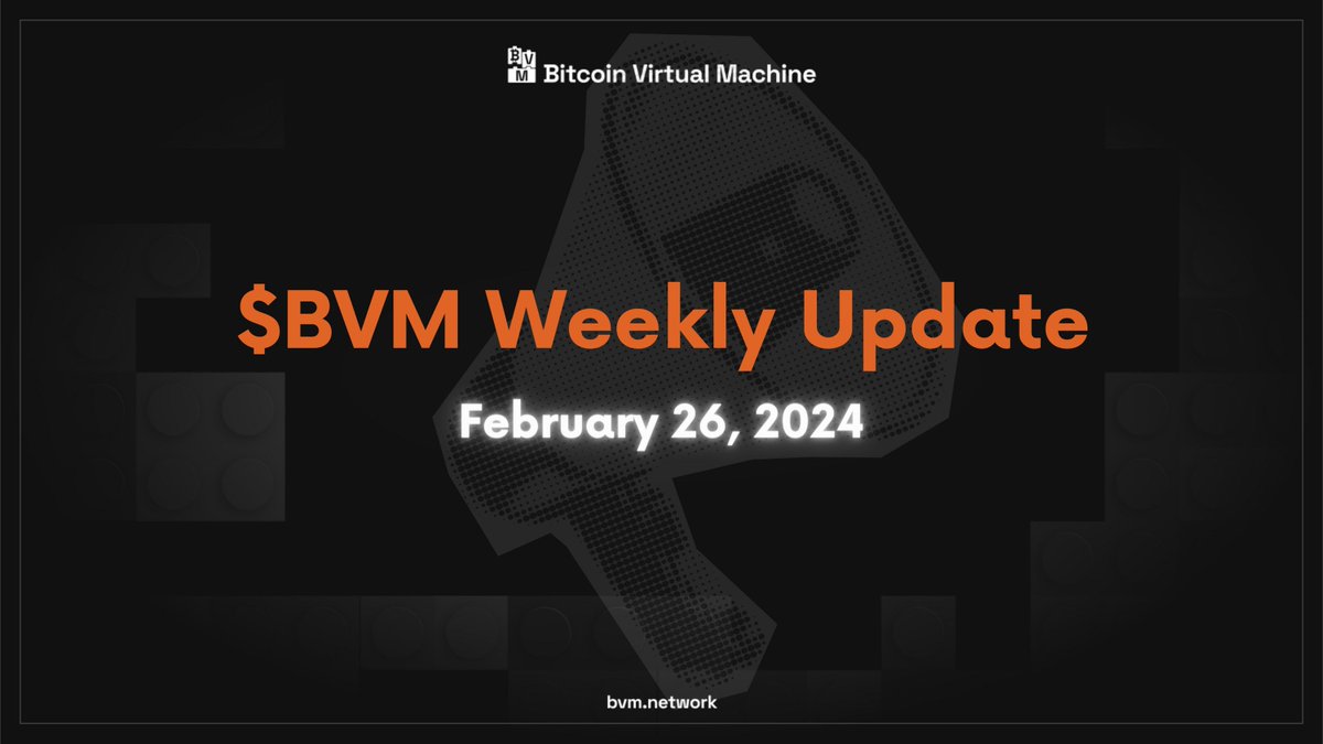 📢 $BVM WEEKLY UPDATE 📢

Much progress was made last week! Just in case you missed it, here are the highlights:

1/ $BVM Feb Product Releases

Check out the three key objectives we're focusing on in February to bring us closer to our mission of powering thousands of Bitcoin L2s: