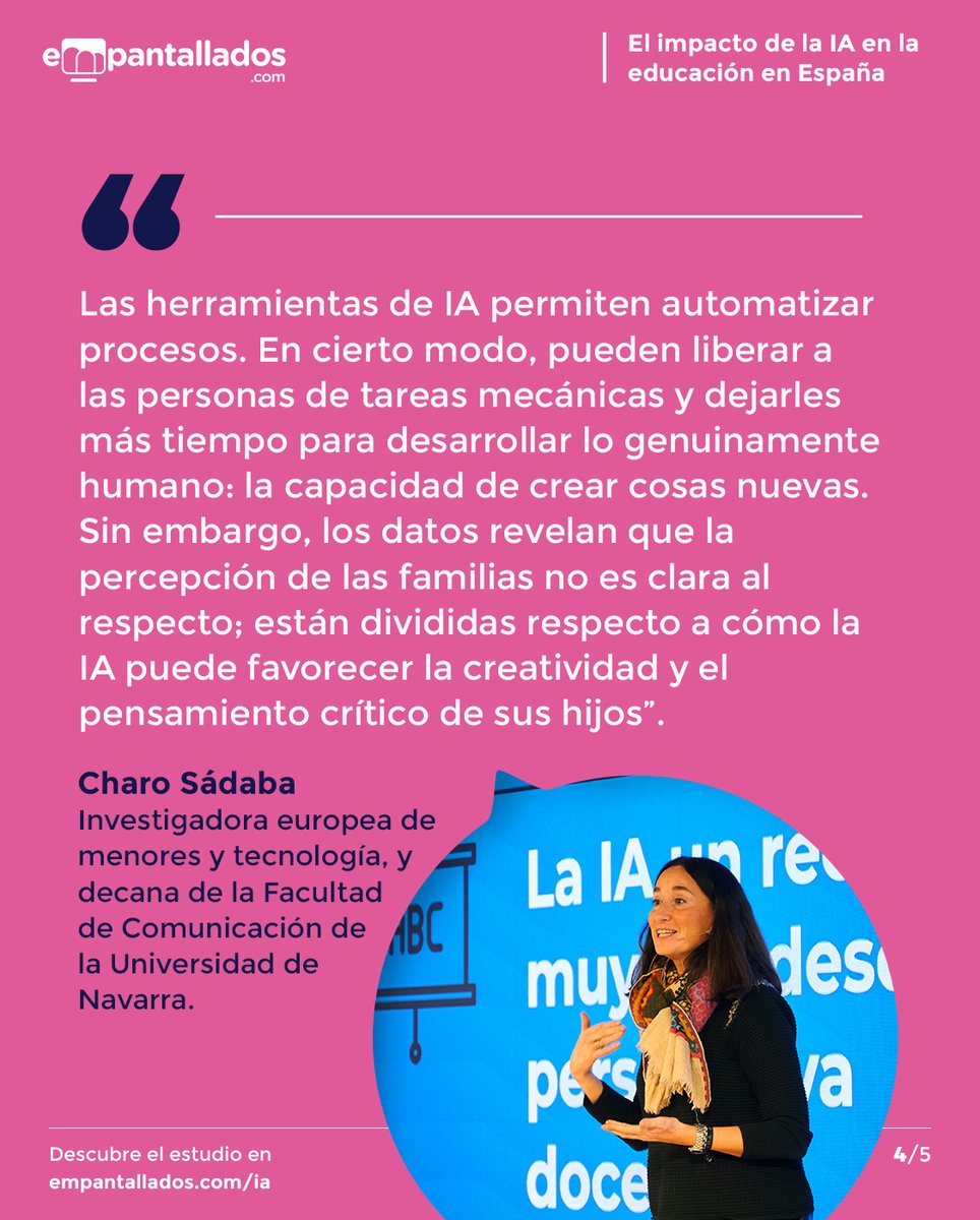 Empantallados.com (@empantallados_) on Twitter photo En la presentación de nuestro último informe pudimos contar con <a href="/lalli/">Luisa Alli ن</a> <a href="/luismartinperez/">Luis Martín Pérez</a> y <a href="/csadaba/">Charo Sádaba</a> para comentar las oportunidades y retos que presenta la IA en educación.
Descubre el informe completo: empantallados.com/ia/ En la presentación de nuestro último informe pudimos contar con <a href="/lalli/">Luisa Alli ن</a> <a href="/luismartinperez/">Luis Martín Pérez</a> y <a href="/csadaba/">Charo Sádaba</a> para comentar las oportunidades y retos que presenta la IA en educación.
Descubre el informe completo: empantallados.com/ia/