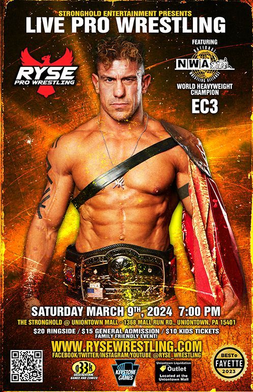 March 9th is coming fast!   

Don't wait, get your tickets  at Rysewrestling.com. Be a part of the spectacle #wwe #Prowrestling #AEW #NWA #Impactwrestling #Pittsburghevents.