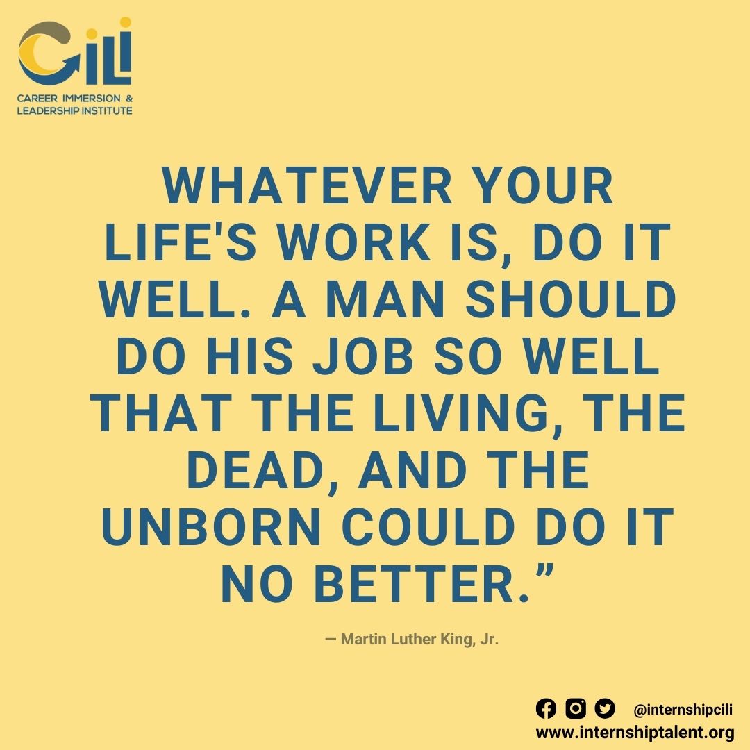 Just as Martin Luther King Jr. said. Whatever task we're given, we aim to do it to the best of our abilities. Let's strive to leave a legacy of excellence in everything we do, so that our work speaks for itself, resonating with generations to come.