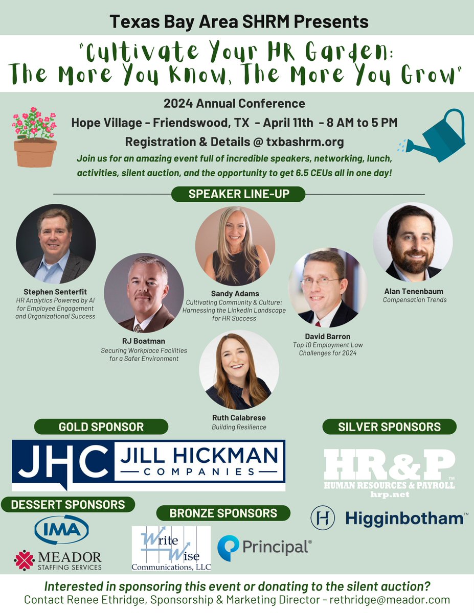 txbashrm's tweet image. **Early-bird pricing ends March 1st** Our 2024 annual conference will be held on Thursday, April 11th from 8 AM - 5 PM in Friendswood, TX. Don't miss this opportunity to get 6.5 SHRM &amp;amp; HRCI CEUs in one great day! 👉 TXBASHRM.ORG