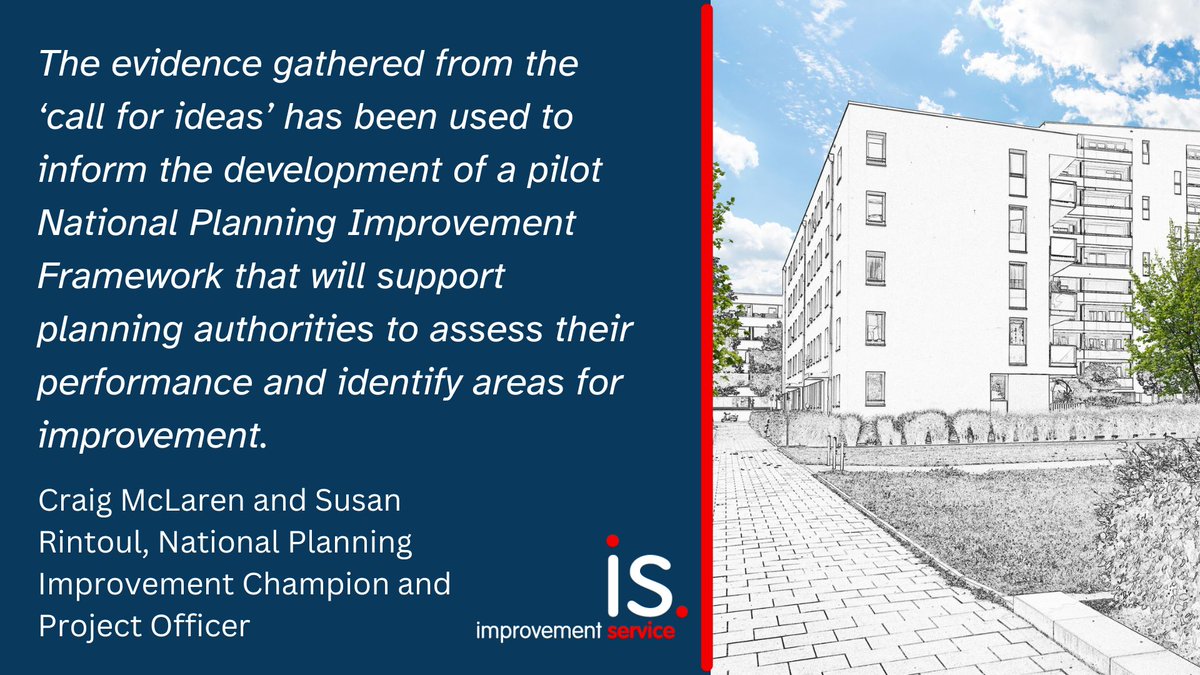 ICYMI: In the latest Improvement Service #blog, @craigmmclaren and @susanrintoul3 set out the findings of the National Planning Improvement Champion’s call for ideas and outline how it is shaping the way we measure the success of #planning. improvementservice.org.uk/insights/2024/…