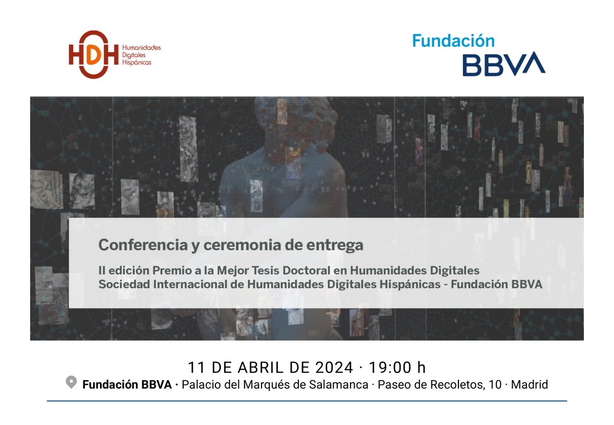 Conferencia y ceremonia de entrega del II Premio a la Mejor Tesis en #HumanidadesDigitales - <a href="/FundacionBBVA/">Fundación BBVA</a> 

"Las fortificaciones medievales de la Alpujarra Alta desde la arqueología de la arquitectura y el paisaje", por Jorge Rouco Collazo

Más info en fbbva.es/eventos/las-fo…
