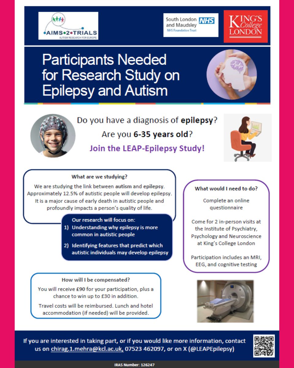 Epilepsy Action (@epilepsyaction) on Twitter photo Researchers at Kings College are investigating the link between epilepsy and autism.
If you have epilepsy and would like to help, contact
@LEAPEpilepsy
or email your interest to chirag.1.mehra@kcl.ac.uk Researchers at Kings College are investigating the link between epilepsy and autism.
If you have epilepsy and would like to help, contact
@LEAPEpilepsy
or email your interest to chirag.1.mehra@kcl.ac.uk