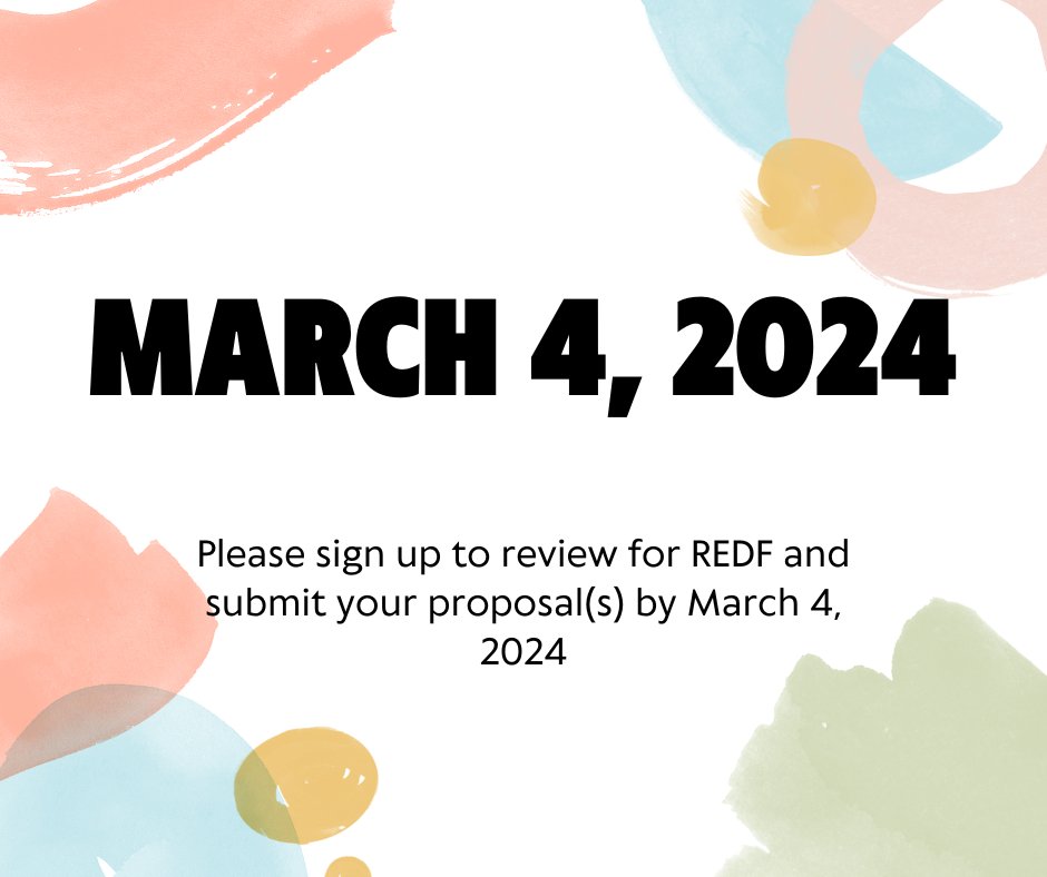 NCFR proposals are due March 4 (auth.oxfordabstracts.com/?redirect=/sta…); Please sign up to review for REDF by March 4 (surveymonkey.com/r/TT3R8D6).