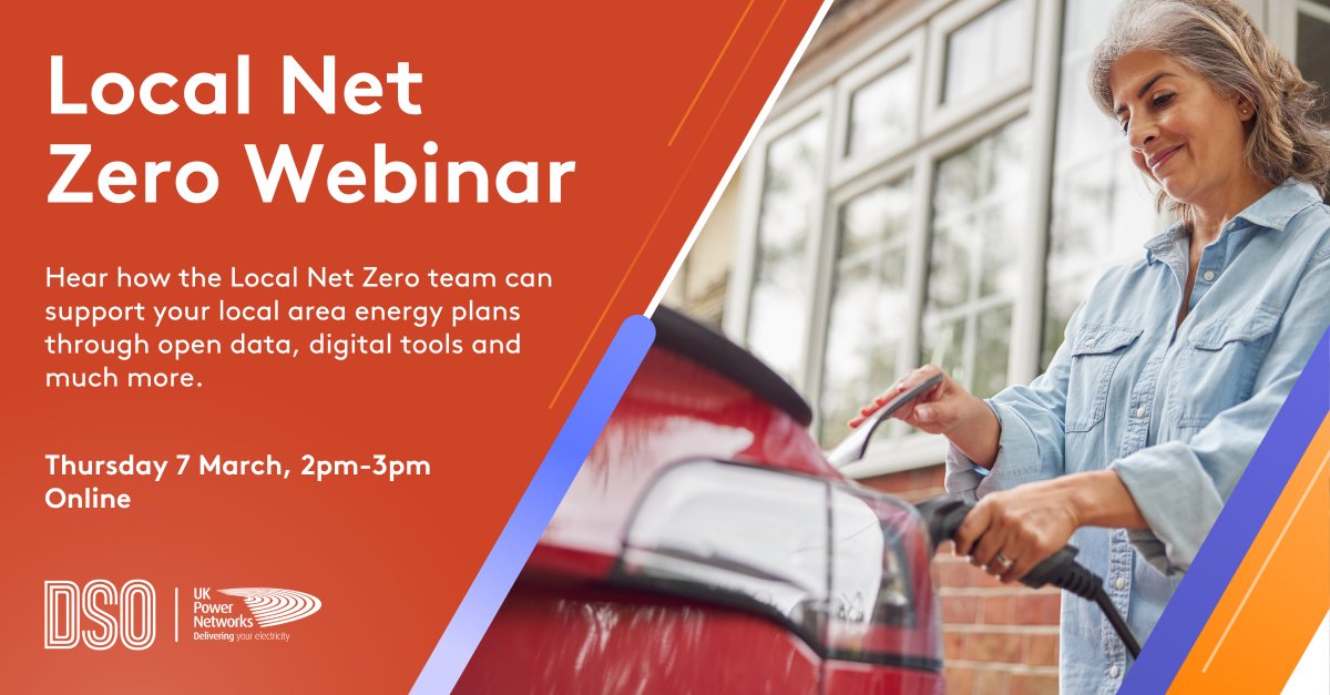 Local authorities, join @UKPowerNetworks DSO at their Local Net Zero Webinar, 7 March 2024, 2-3pm. Find out how you can get free, tailored support with your #netzero plans and explore how you can influence long-term plans for electricity networks: eventbrite.co.uk/e/local-net-ze…