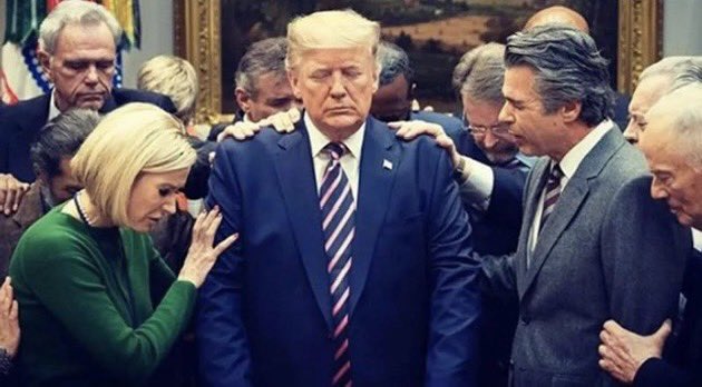 You just know he’s thinking “I’ve got these dumbassed Jesus freaks bamboozled hook line and sinker”….