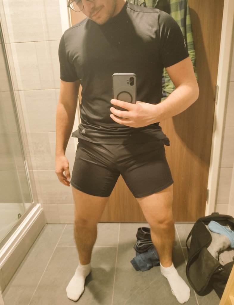 Post gym, mid work, thigh check.