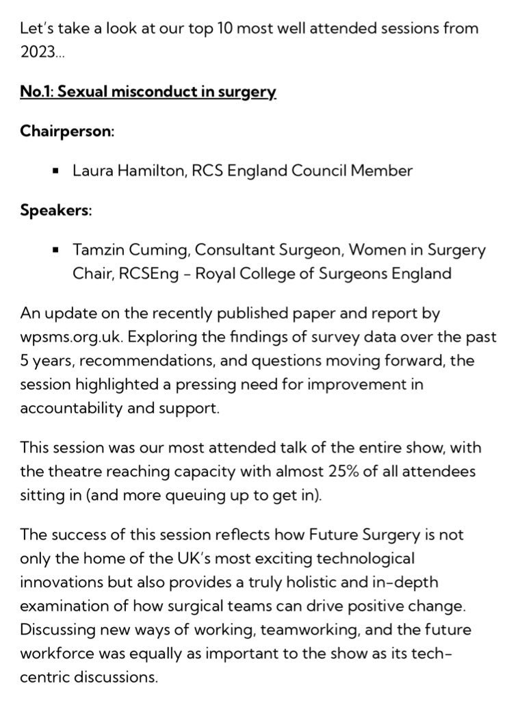 We filled the main hall @ExCeLLondon with a queue out of the door, and now it’s official: #SexualMisconduct was the most attended event at the whole of @future_surgery 2023

This topic is here to stay 💪🏽 @RCSnews @ASiTofficial @bota_uk @wpsms_org @RoshanaMN @OrthopodReg @nizbuzz