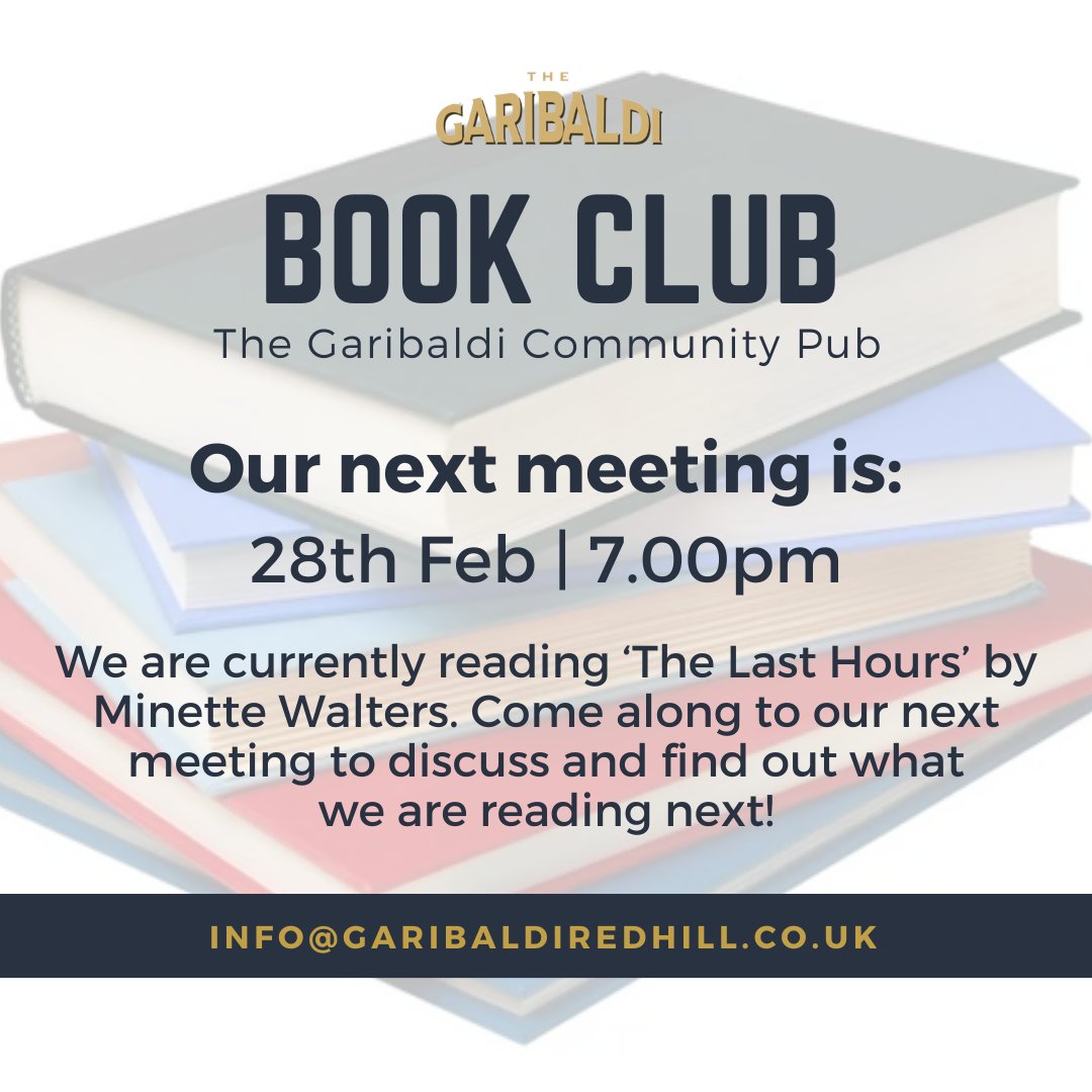 A reminder about the next book club meeting on Wednesday evening 7.00pm. New members are always welcome!

#BookClub #CommunityPub