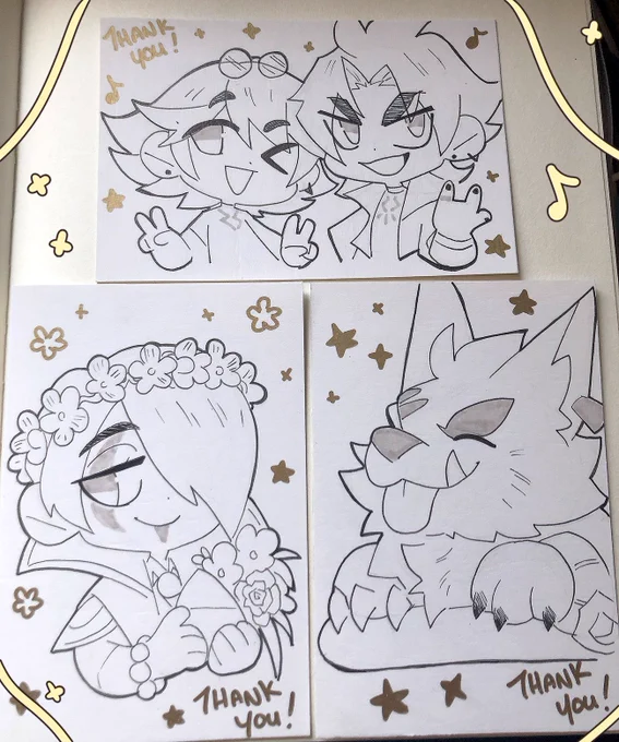 Been doodling up a storm! 
Just a few cards that'll be going out with the sticker orders◝(⁰▿⁰)◜✧ 