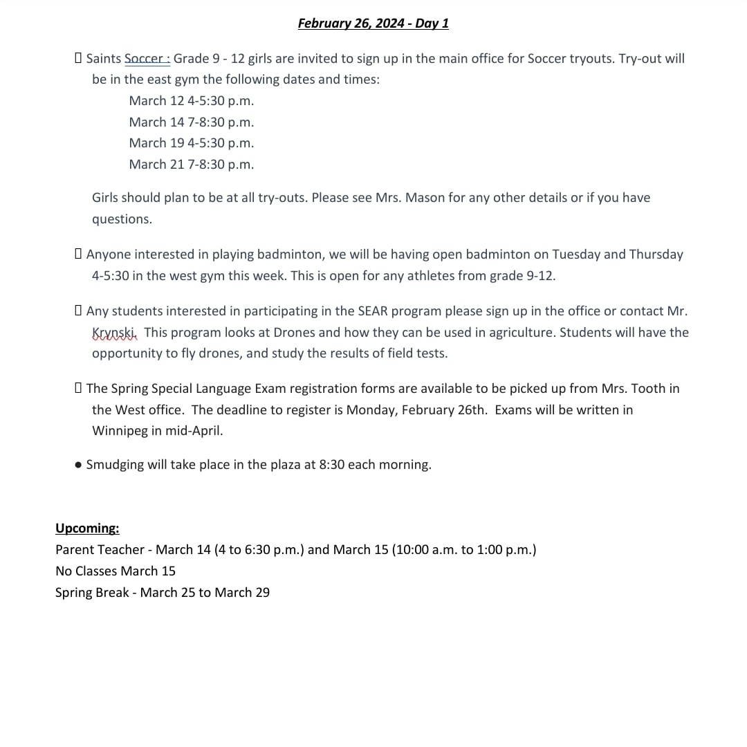 #PCI announcements for Monday, February 26, 2024.