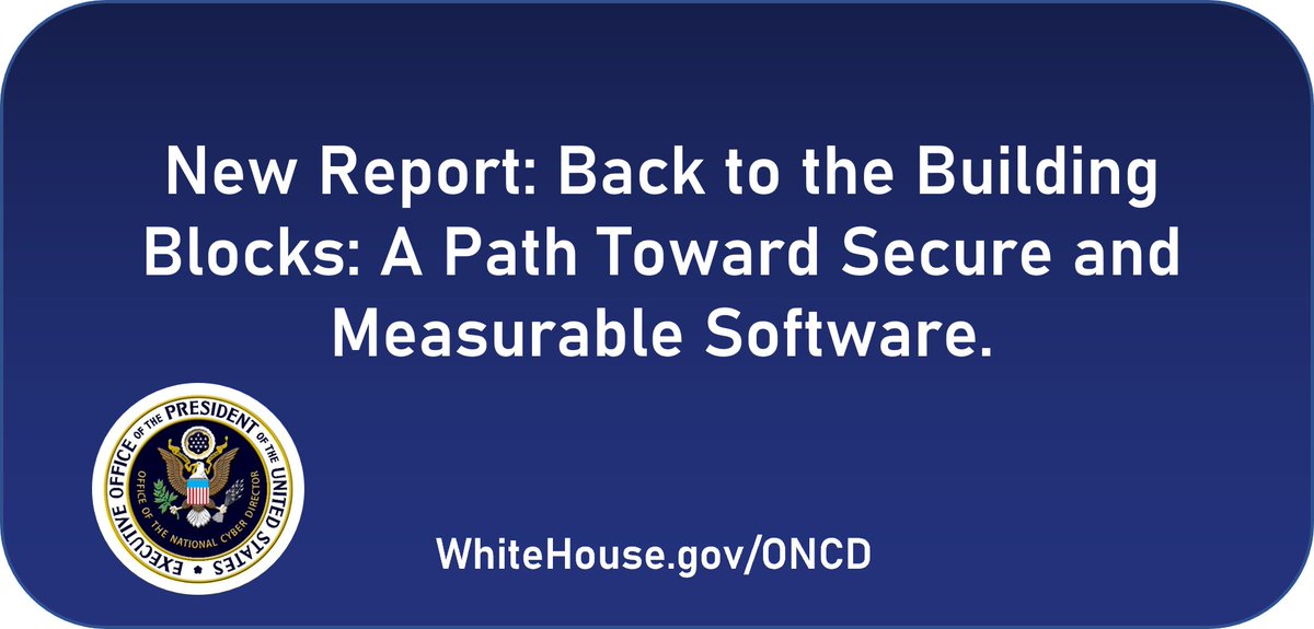 Today we released a report calling on the technical community to adopt memory safe programming languages. We have the ability & responsibility to reduce the cyber attack surface & prevent entire classes of security bugs from entering the digital ecosystem whitehouse.gov/oncd/briefing-…