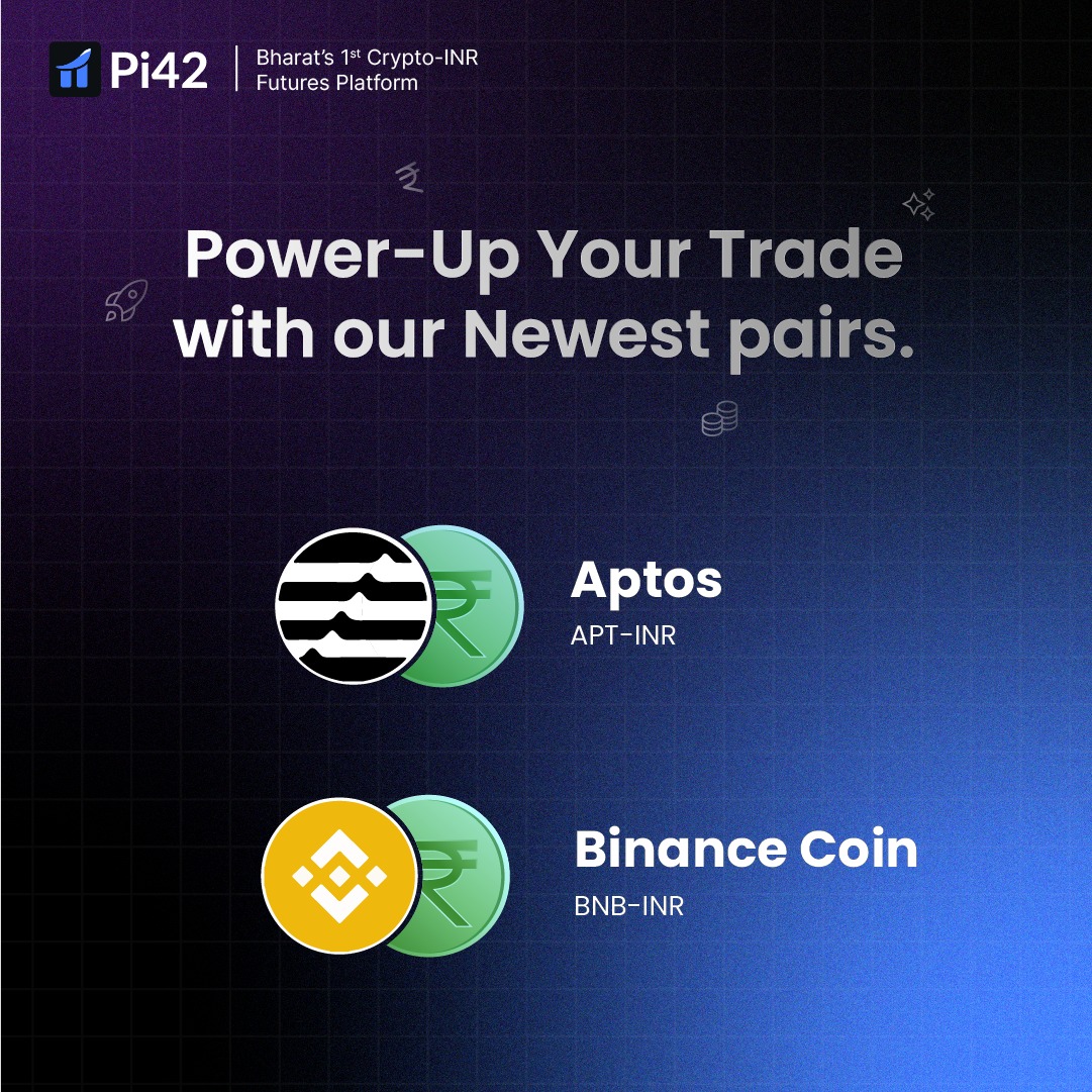 New Pair Alert!!📢

 Elevate your trades with our latest additions:-
#APT/INR and #BNB/INR

Retweet this campaign with #Pi42 and a lucky winner gets 1000 INR in their Pi42 wallet.
P.S.:- T&amp;C apply* 
pi42.com/blog/new-pair-…