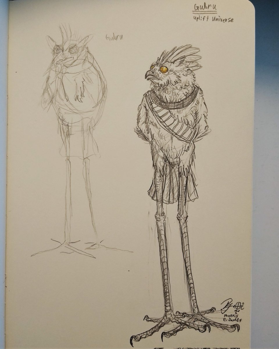 PhoenixEJames's tweet photo. The Gubru- a race of pseudo-avian beings from David Brins Uplift Universe.
#alien #aliens #scifi #sciencefiction #sciencefiction #uplift #upliftwar #davidbrin #avian #creature #creatures #creaturedesign #character #characterdesign #sketchbook #doodle #doodles #art #artwork https://t.co/97fNmOZtNc
