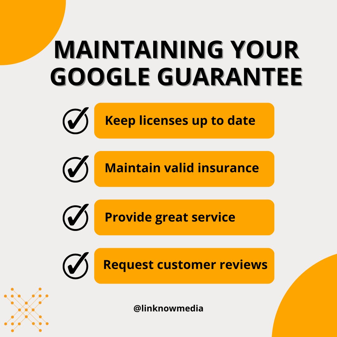 linknowmedia's tweet image. ✅Getting Google Guaranteed can be a huge success for your business, but you’ll also need to work to maintain this status.

💡Remember these four tips and follow LinkNow for more search engine strategies!

#GoogleGuarantee #LocalServiceAds #GoogleGuaranteed #SmallBusiness